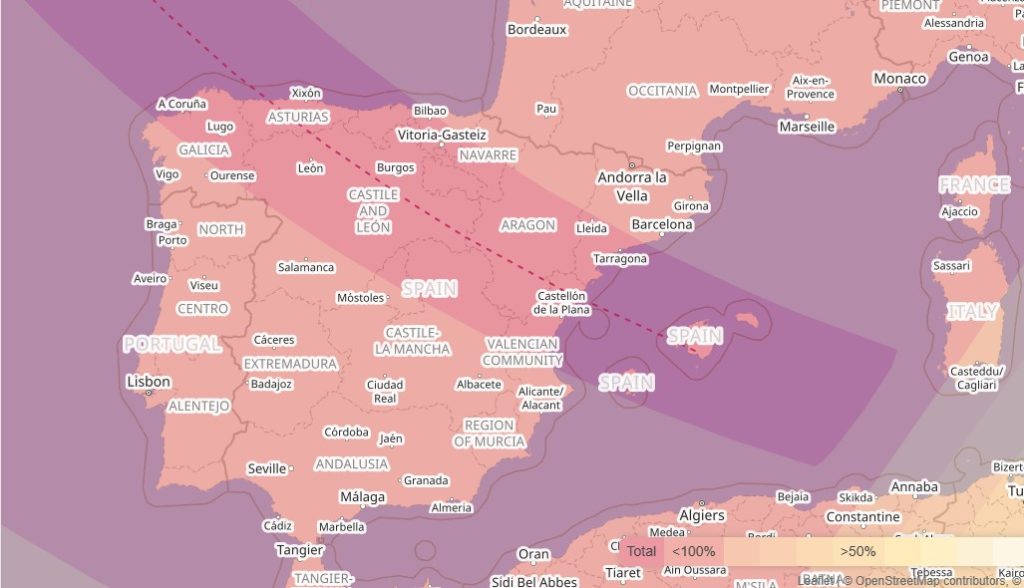 mappa eclisse spagna agosto 2026